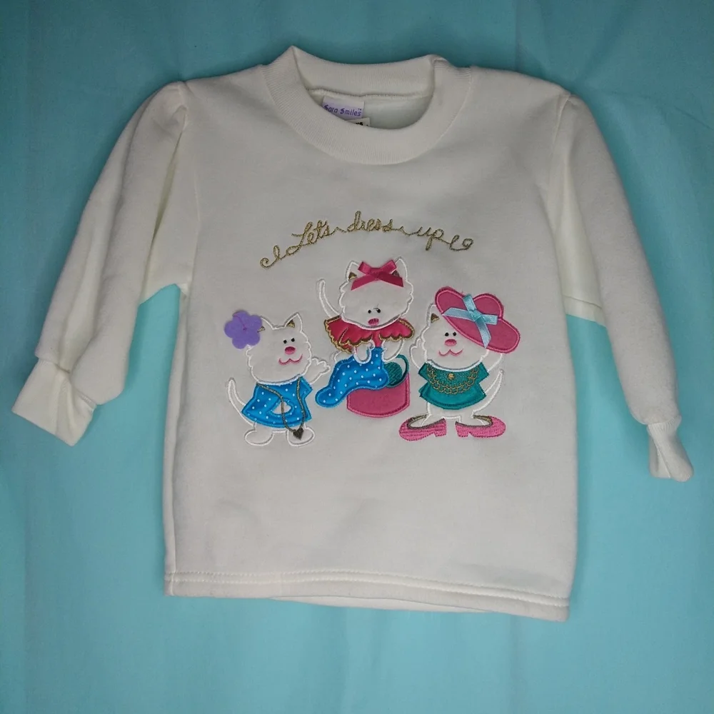 Mervin's Vintage Sara Smiles cat kitten dress up sweatshirt sweatpants set 4T